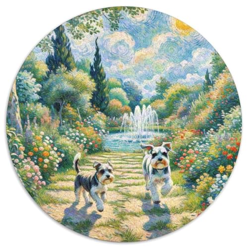 Miniatur Schnauzer Rundes 1000 Puzzle Puzzle Rund Puzzle Haustier Hund Verringerter Druck Schwieriges Für Erwachsene Kinder Unmögliches Puzzle Für Erwachsene 1000pcs (67.5x67.5cm) von MPASHJHCV