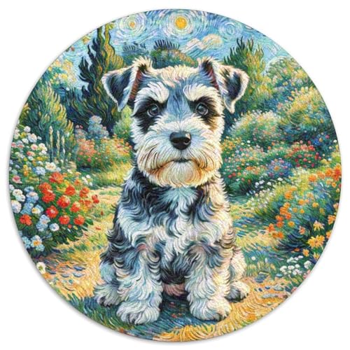 Miniatur Schnauzer Rundes 1000 Puzzle Puzzle Rund Puzzle Haustier Hund Verringerter Druck Schwieriges Für Erwachsene Und Kinder Unmögliches Puzzle Für Erwachsene 1000pcs (67.5x67.5cm) von MPASHJHCV