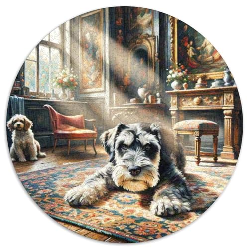 Miniatur Schnauzer Rundes 1000 Puzzle Puzzle Rundes Puzzle Haustier Hund Pädagogisches Für Erwachsene Kinder Erwachsene Impossible Puzzle 1000pcs (67.5x67.5cm) von MPASHJHCV