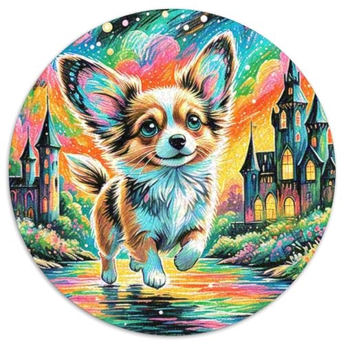 Papillon Rundes 1000 Puzzle Puzzle Rund Puzzle Haustier Hund Stressabbau-Spielzeug Für Erwachsene Kinder Schwieriges Großes 1000pcs (67.5x67.5cm) von MPASHJHCV