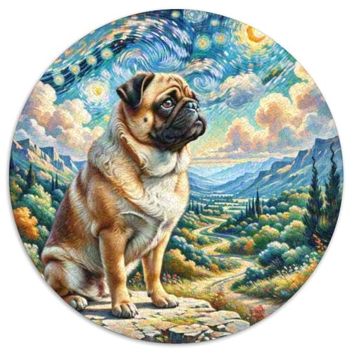 Pekinger Rundes 1000 Puzzle Puzzle Rund Puzzle Haustier Hund Verringerter Druck Schwieriges Für Erwachsene Und Kinder Puzzle Erwachsene Anspruchsvoll 1000pcs (67.5x67.5cm) von MPASHJHCV