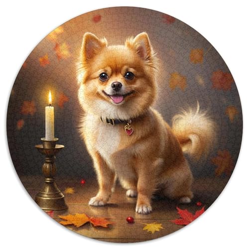 Pommern Rundes 1000 Puzzle Puzzle Rundes Puzzle Haustier Hund Stressabbau-Spielzeug Für Erwachsene Kinder Schwieriges Großes 1000pcs (67.5x67.5cm) von MPASHJHCV