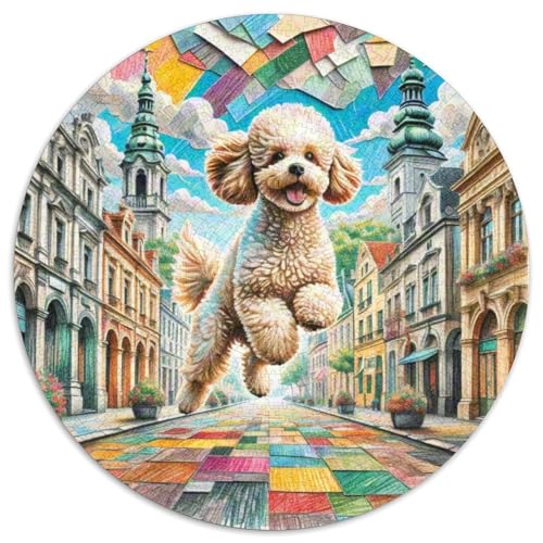 Poodle Rundes 1000 Puzzle Puzzle Rund Puzzle Haustierhund Stressabbau-Spielzeug Für Erwachsene Kinder Schwieriges Großes 1000pcs (67.5x67.5cm) von MPASHJHCV
