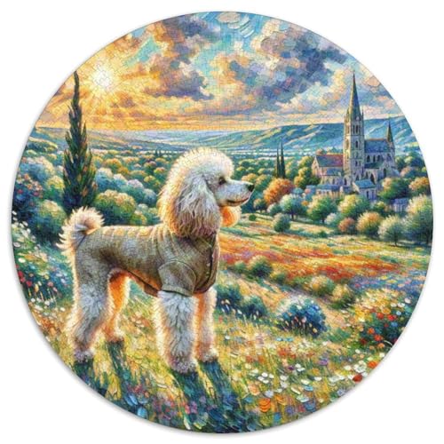 Poodle Rundes 1000 Puzzle Puzzle Rund Puzzle Haustierhund Verringerter Druck Schwieriges Für Erwachsene Kinder Schwieriges Großes 1000pcs (67.5x67.5cm) von MPASHJHCV