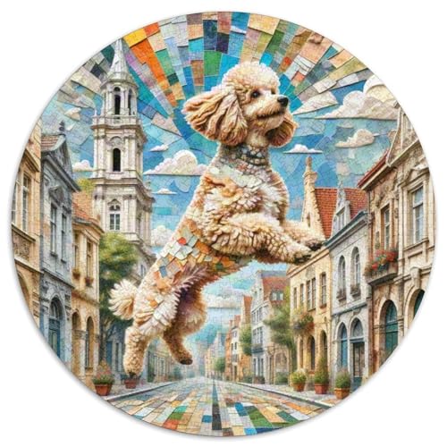 Poodle Rundes 1000 Puzzle Puzzle Rundes Puzzle Haustierhund Stressabbau-Spielzeug Für Erwachsene Kinder Puzzle Erwachsene Anspruchsvoll 1000pcs (67.5x67.5cm) von MPASHJHCV