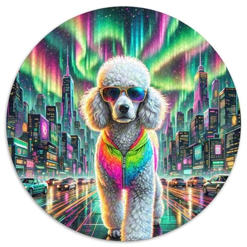 Poodle Rundes 1000 Puzzle Puzzle Rundes Puzzle Haustierhund Stressabbau-Spielzeug Für Erwachsene Und Kinder Unmögliches Puzzle Für Erwachsene 1000pcs (67.5x67.5cm) von MPASHJHCV