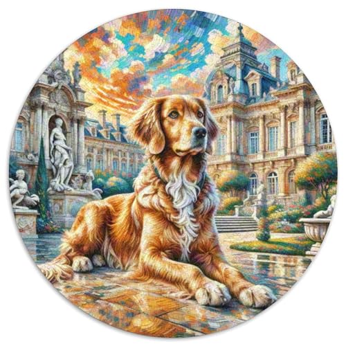 Portugiesischer Wasserhund Rundes 1000 Puzzle Puzzle Rund Puzzle Haustier Hund Stressabbau-Spielzeug Für Erwachsene Kinder Schwieriges Großes 1000pcs (67.5x67.5cm) von MPASHJHCV