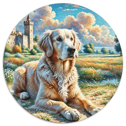 Portugiesischer Wasserhund Rundes 1000 Puzzle Puzzle Rundes Puzzle Haustier Hund Pädagogisches Für Erwachsene Und Kinder Unmögliches Puzzle Für Erwachsene 1000pcs (67.5x67.5cm) von MPASHJHCV