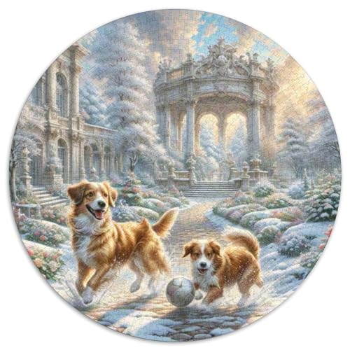 Portugiesischer Wasserhund Rundes 1000 Puzzle Puzzle Rundes Puzzle Haustier Hund Stressabbau-Spielzeug Für Erwachsene Kinder Erwachsene Impossible Puzzle 1000pcs (67.5x67.5cm) von MPASHJHCV