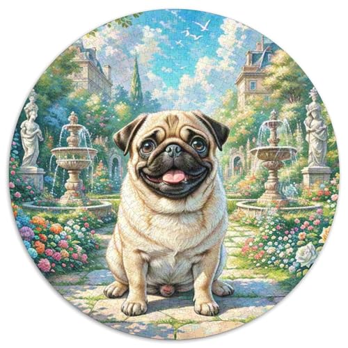 Pug Rundes 1000 Puzzle Puzzle Rundes Puzzle Haustier Hund Pädagogisches Für Erwachsene Kinder Puzzle Erwachsene Anspruchsvoll 1000pcs (67.5x67.5cm) von MPASHJHCV