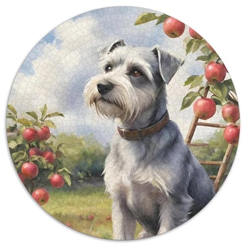 Schnauzer Rundes 1000 Puzzle Puzzle Rund Puzzle Haustier Hund Stressabbau-Spielzeug Für Erwachsene Kinder Schwieriges Großes 1000pcs (67.5x67.5cm) von MPASHJHCV