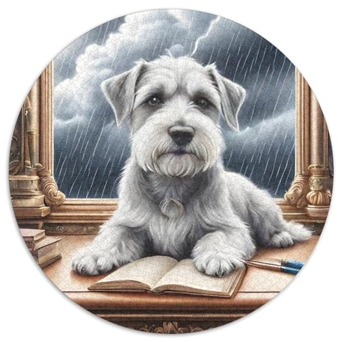 Schnauzer Rundes 1000 Puzzle Puzzle Rundes Puzzle Haustier Hund Stressabbau-Spielzeug Für Erwachsene Kinder Erwachsene Impossible Puzzle 1000pcs (67.5x67.5cm) von MPASHJHCV