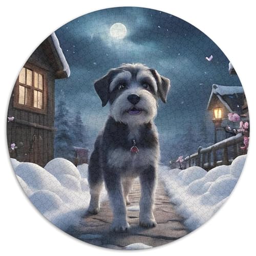 Schnauzer Rundes 1000 Puzzle Puzzle Rundes Puzzle Haustier Hund Stressabbau-Spielzeug Für Erwachsene Kinder Schwieriges Großes 1000pcs (67.5x67.5cm) von MPASHJHCV