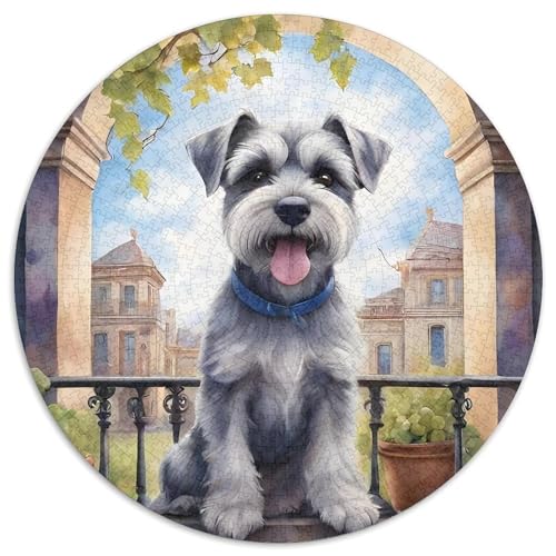 Schnauzer Rundes 1000 Puzzle Puzzle Rundes Puzzle Haustier Hund Stressabbau-Spielzeug Für Erwachsene Und Kinder Schwieriges Großes 1000pcs (67.5x67.5cm) von MPASHJHCV