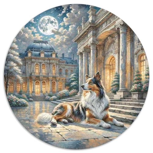 Schottischer Collie Rundes 1000 Puzzle Puzzle Rund Puzzle Haustier Hund Stressabbau-Spielzeug Für Erwachsene Und Kinder Puzzle Erwachsene Anspruchsvoll 1000pcs (67.5x67.5cm) von MPASHJHCV