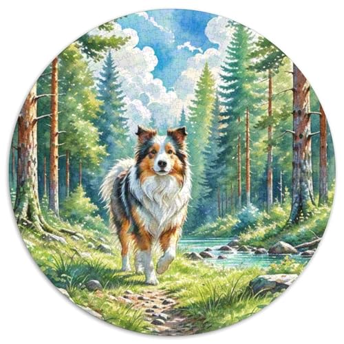 Schottischer Collie Rundes 1000 Puzzle Puzzle Rundes Puzzle Haustier Hund Stressabbau-Spielzeug Für Erwachsene Und Kinder Schwieriges Großes 1000pcs (67.5x67.5cm) von MPASHJHCV