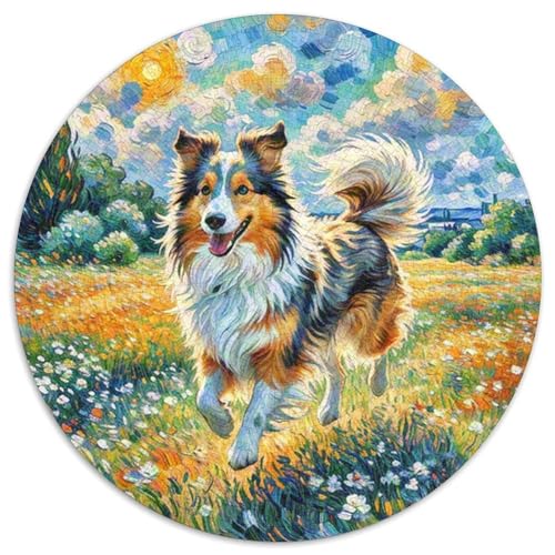 Shetlandsherhund Rundes 1000 Puzzle Puzzle Rund Puzzle Haustier Hund Geschenke Für Erwachsene Und Kinder Erwachsene Impossible Puzzle 1000pcs (67.5x67.5cm) von MPASHJHCV
