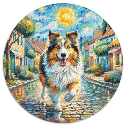 Shetlandsherhund Rundes 1000 Puzzle Puzzle Rund Puzzle Haustier Hund Pädagogisches Für Erwachsene Kinder Schwieriges Großes 1000pcs (67.5x67.5cm) von MPASHJHCV