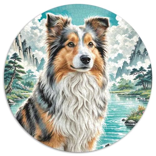 Shetlandsherhund Rundes 1000 Puzzle Puzzle Rund Puzzle Haustier Hund Pädagogisches Für Erwachsene Und Kinder Erwachsene Impossible Puzzle 1000pcs (67.5x67.5cm) von MPASHJHCV