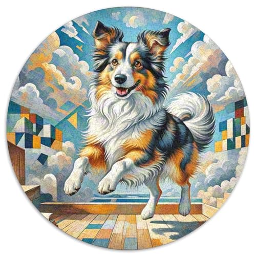 Shetlandsherhund Rundes 1000 Puzzle Puzzle Rund Puzzle Haustier Hund Stressabbau-Spielzeug Für Erwachsene Kinder Schwieriges Großes 1000pcs (67.5x67.5cm) von MPASHJHCV