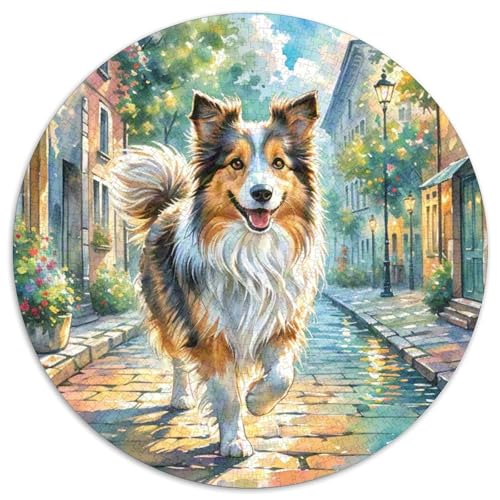 Shetlandsherhund Rundes 1000 Puzzle Puzzle Rund Puzzle Haustier Hund Stressabbau-Spielzeug Für Erwachsene Und Kinder Schwieriges Großes 1000pcs (67.5x67.5cm) von MPASHJHCV