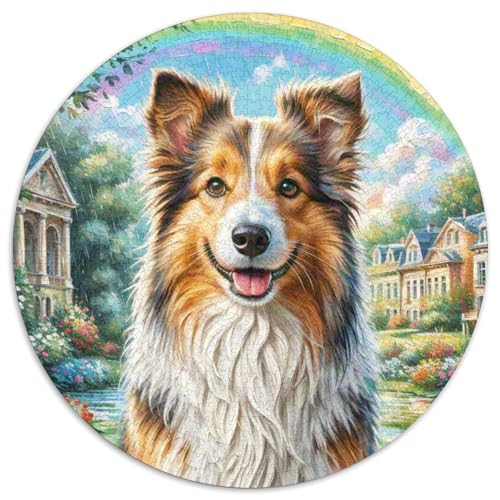 Shetlandsherhund Rundes 1000 Puzzle Puzzle Rund Puzzle Haustier Hund Verringerter Druck Schwieriges Für Erwachsene Und Kinder Puzzle Erwachsene Anspruchsvoll 1000pcs (67.5x67.5cm) von MPASHJHCV