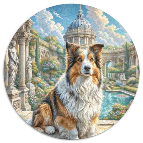 Shetlandsherhund Rundes 1000 Puzzle Puzzle Rundes Puzzle Haustier Hund Stressabbau-Spielzeug Für Erwachsene Kinder Puzzle Erwachsene Anspruchsvoll 1000pcs (67.5x67.5cm) von MPASHJHCV