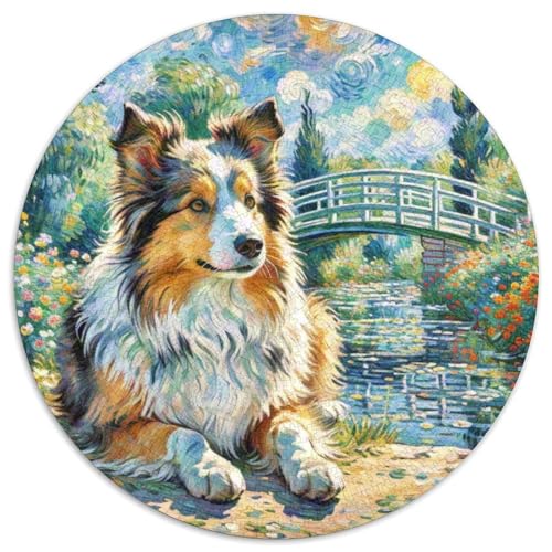 Shetlandsherhund Rundes 1000 Puzzle Puzzle Rundes Puzzle Haustier Hund Stressabbau-Spielzeug Für Erwachsene Kinder Unmögliches Puzzle Für Erwachsene 1000pcs (67.5x67.5cm) von MPASHJHCV