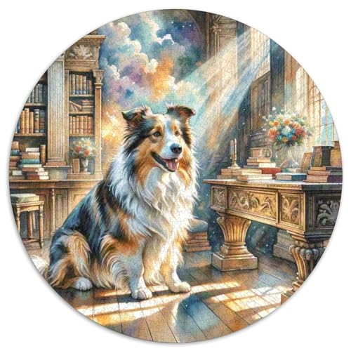 Shetlandsherhund Rundes 1000 Puzzle Puzzle Rundes Puzzle Haustier Hund Stressabbau-Spielzeug Für Erwachsene Und Kinder Unmögliches Puzzle Für Erwachsene 1000pcs (67.5x67.5cm) von MPASHJHCV