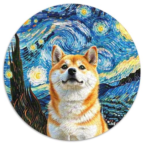 Shiba Inu Rundes 1000 Puzzle Puzzle Rund Puzzle Haustier Hund Geschenke Für Erwachsene Kinder Erwachsene Impossible Puzzle 1000pcs (67.5x67.5cm) von MPASHJHCV