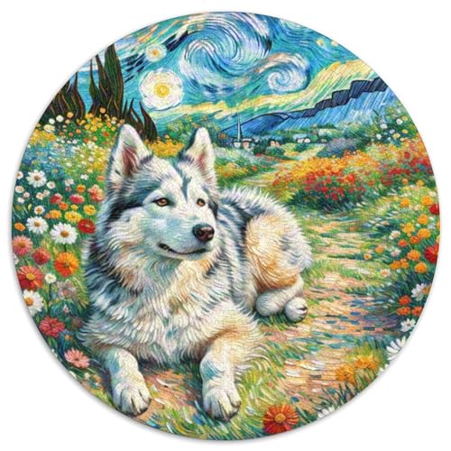 Sibirischer Husky Rundes 1000 Puzzle Puzzle Rundes Puzzle Haustier Hund Pädagogisches Für Erwachsene Kinder Puzzle Erwachsene Anspruchsvoll 1000pcs (67.5x67.5cm) von MPASHJHCV