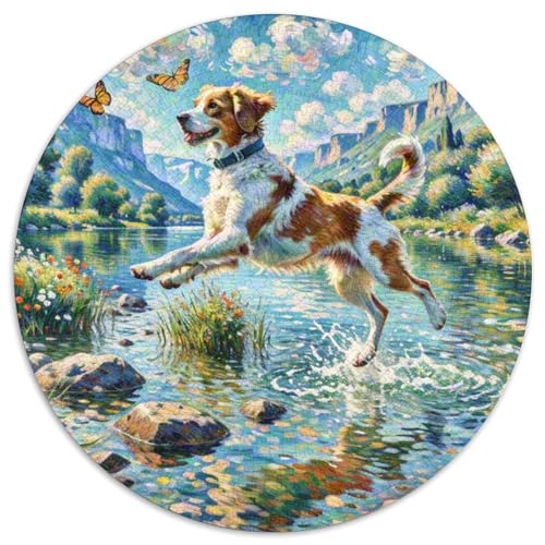 Springer Spaniel Rundes 1000 Puzzle Puzzle Rund Puzzle Haustierhund Stressabbau-Spielzeug Für Erwachsene Kinder Puzzle Erwachsene Anspruchsvoll 1000pcs (67.5x67.5cm) von MPASHJHCV