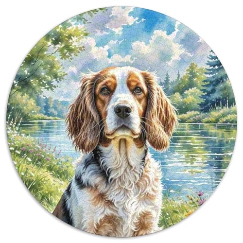 Springer Spaniel Rundes 1000 Puzzle Puzzle Rund Puzzle Haustierhund Verringerter Druck Schwieriges Für Erwachsene Kinder Puzzle Erwachsene Anspruchsvoll 1000pcs (67.5x67.5cm) von MPASHJHCV