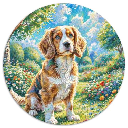 Springer Spaniel Rundes 1000 Puzzle Puzzle Rundes Puzzle Haustierhund Geschenke Für Erwachsene Kinder Puzzle Erwachsene Anspruchsvoll 1000pcs (67.5x67.5cm) von MPASHJHCV