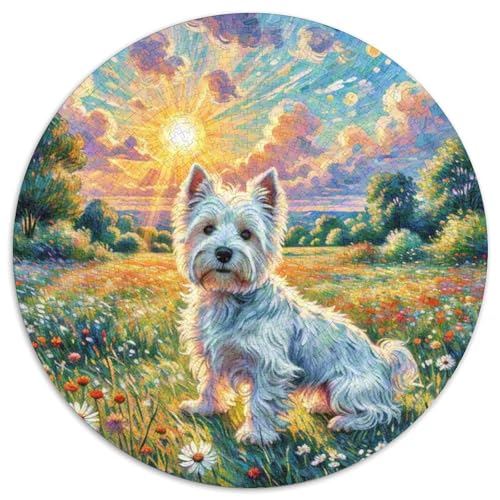 Terrier Rundes 1000 Puzzle Puzzle Rund Puzzle Haustier Hund Geschenke Für Erwachsene Kinder Erwachsene Impossible Puzzle 1000pcs (67.5x67.5cm) von MPASHJHCV