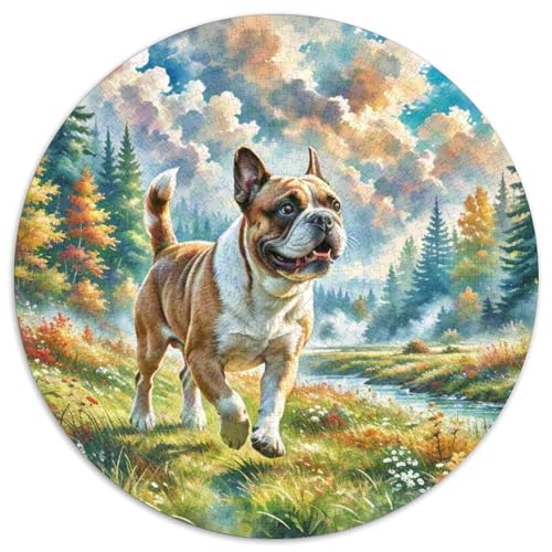 Terrier Rundes 1000 Puzzle Puzzle Rund Puzzle Haustier Hund Geschenke Für Erwachsene Und Kinder Schwieriges Großes 1000pcs (67.5x67.5cm) von MPASHJHCV