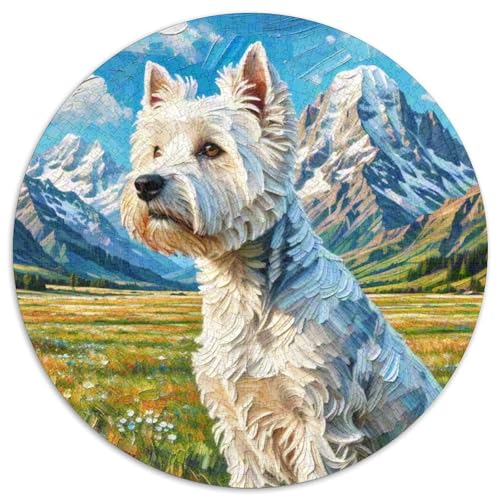 Terrier Rundes 1000 Puzzle Puzzle Rund Puzzle Haustier Hund Pädagogisches Für Erwachsene Und Kinder Schwieriges Großes 1000pcs (67.5x67.5cm) von MPASHJHCV
