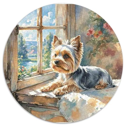 Terrier Rundes 1000 Puzzle Puzzle Rund Puzzle Haustier Hund Stressabbau-Spielzeug Für Erwachsene Kinder Schwieriges Großes 1000pcs (67.5x67.5cm) von MPASHJHCV