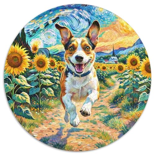 Terrier Rundes 1000 Puzzle Puzzle Rund Puzzle Haustier Hund Stressabbau-Spielzeug Für Erwachsene Und Kinder Unmögliches Puzzle Für Erwachsene 1000pcs (67.5x67.5cm) von MPASHJHCV