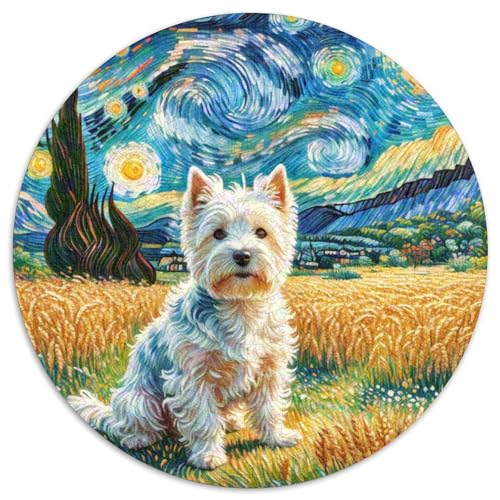 Terrier Rundes 1000 Puzzle Puzzle Rund Puzzle Haustier Hund Verringerter Druck Schwieriges Für Erwachsene Kinder Puzzle Erwachsene Anspruchsvoll 1000pcs (67.5x67.5cm) von MPASHJHCV