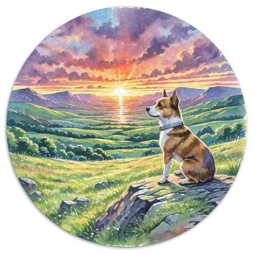 Terrier Rundes 1000 Puzzle Puzzle Rund Puzzle Haustierhund Geschenke Für Erwachsene Kinder Puzzle Erwachsene Anspruchsvoll 1000pcs (67.5x67.5cm) von MPASHJHCV