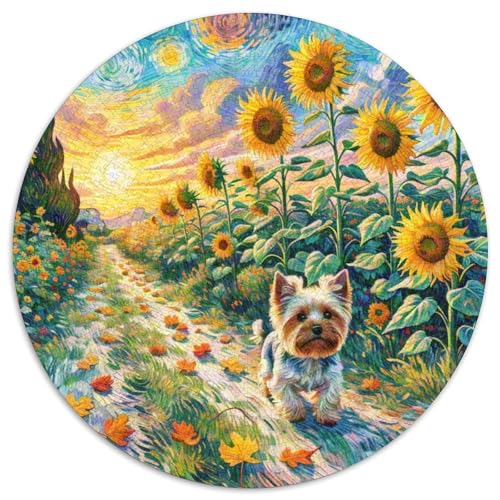 Terrier Rundes 1000 Puzzle Puzzle Rund Puzzle Haustierhund Stressabbau-Spielzeug Für Erwachsene Kinder Puzzle Erwachsene Anspruchsvoll 1000pcs (67.5x67.5cm) von MPASHJHCV