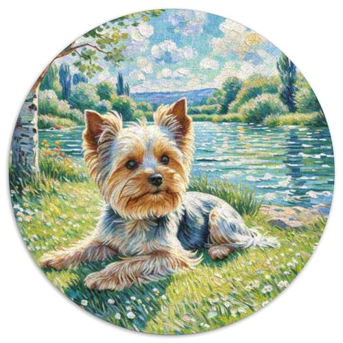 Terrier Rundes 1000 Puzzle Puzzle Rund Puzzle Haustierhund Stressabbau-Spielzeug Für Erwachsene Kinder Puzzle Erwachsene Anspruchsvoll 1000pcs (67.5x67.5cm) von MPASHJHCV