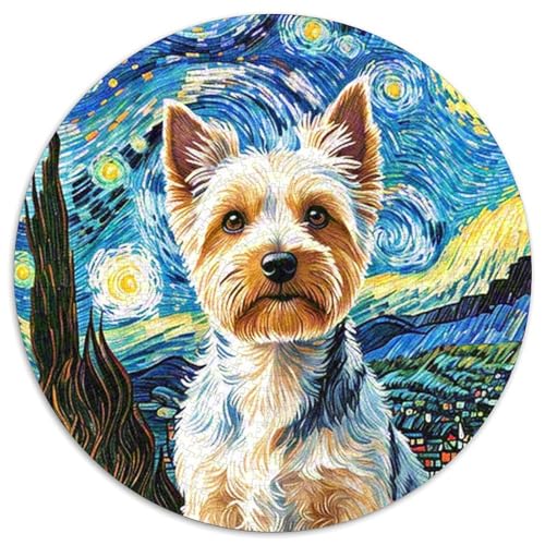 Terrier Rundes 1000 Puzzle Puzzle Rund Puzzle Haustierhund Stressabbau-Spielzeug Für Erwachsene Kinder Puzzle Erwachsene Anspruchsvoll 1000pcs (67.5x67.5cm) von MPASHJHCV