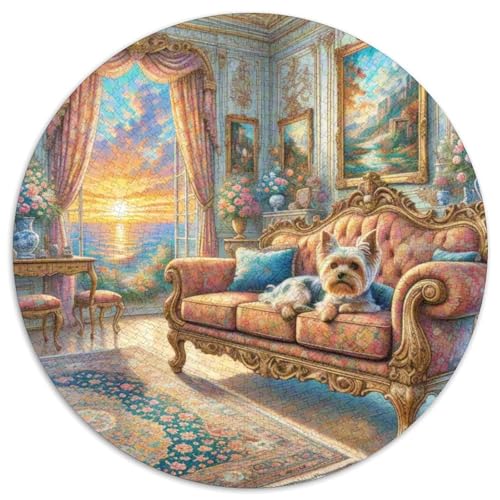 Terrier Rundes 1000 Puzzle Puzzle Rund Puzzle Haustierhund Stressabbau-Spielzeug Für Erwachsene Und Kinder Schwieriges Großes 1000pcs (67.5x67.5cm) von MPASHJHCV