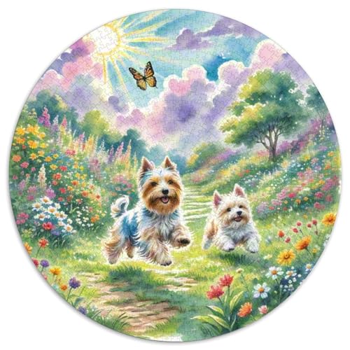 Terrier Rundes 1000 Puzzle Puzzle Rund Puzzle Haustierhund Stressabbau-Spielzeug Für Erwachsene Und Kinder Schwieriges Großes 1000pcs (67.5x67.5cm) von MPASHJHCV