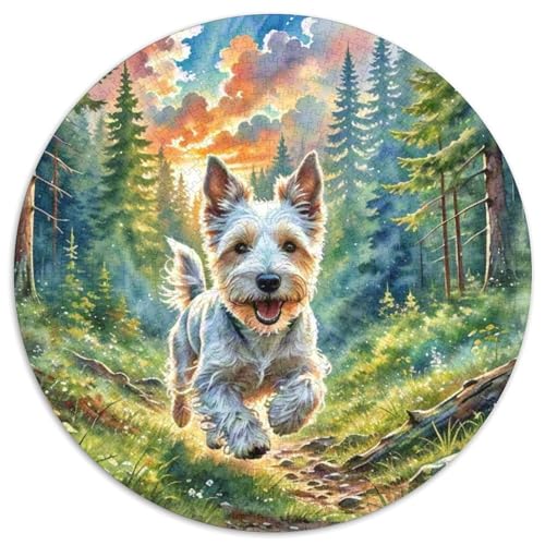 Terrier Rundes 1000 Puzzle Puzzle Rund Puzzle Haustierhund Verringerter Druck Schwieriges Für Erwachsene Kinder Erwachsene Impossible Puzzle 1000pcs (67.5x67.5cm) von MPASHJHCV