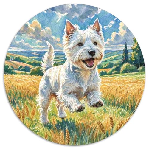 Terrier Rundes 1000 Puzzle Puzzle Rundes Puzzle Haustier Hund Geschenke Für Erwachsene Kinder Schwieriges Großes 1000pcs (67.5x67.5cm) von MPASHJHCV
