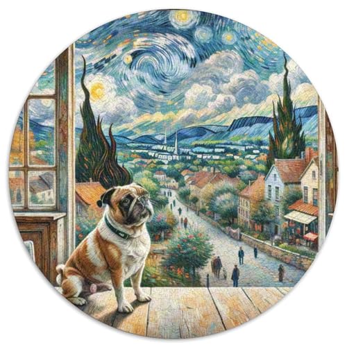 Terrier Rundes 1000 Puzzle Puzzle Rundes Puzzle Haustier Hund Geschenke Für Erwachsene Kinder Schwieriges Großes 1000pcs (67.5x67.5cm) von MPASHJHCV