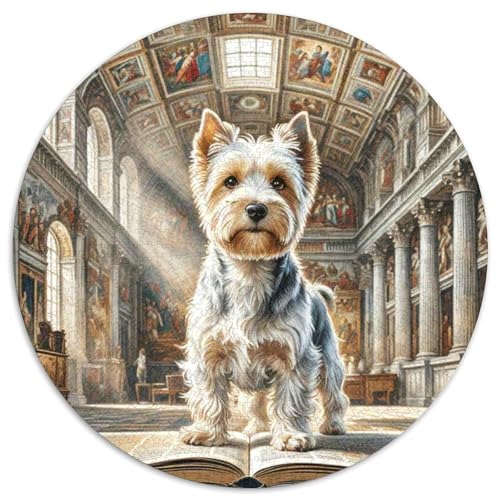 Terrier Rundes 1000 Puzzle Puzzle Rundes Puzzle Haustier Hund Stressabbau-Spielzeug Für Erwachsene Kinder Puzzle Erwachsene Anspruchsvoll 1000pcs (67.5x67.5cm) von MPASHJHCV